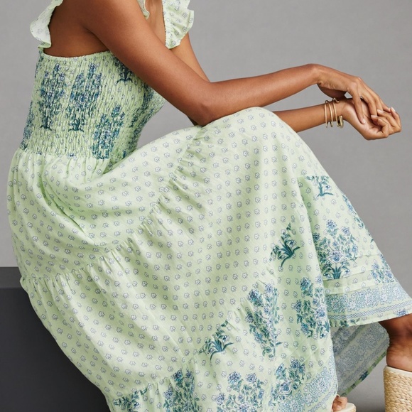 ROLLER RABBIT Yarrow Doe Linen Dress In Mint Size L - Picture 5 of 16